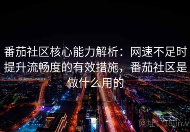 番茄社区核心能力解析：网速不足时提升流畅度的有效措施，番茄社区是做什么用的