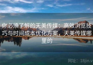 你必须了解的天美传媒：高效浏览技巧与时间成本优化方案，天美传媒哪里的