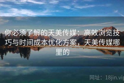 你必须了解的天美传媒：高效浏览技巧与时间成本优化方案，天美传媒哪里的