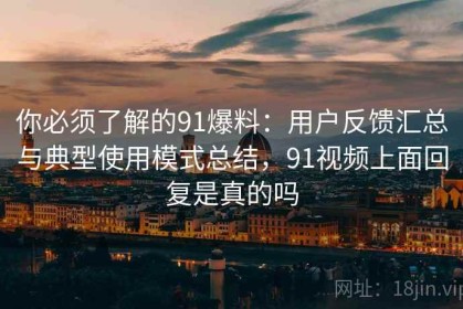 你必须了解的91爆料：用户反馈汇总与典型使用模式总结，91视频上面回复是真的吗