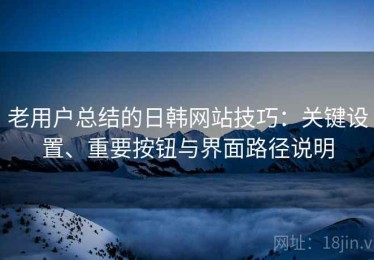 老用户总结的日韩网站技巧：关键设置、重要按钮与界面路径说明