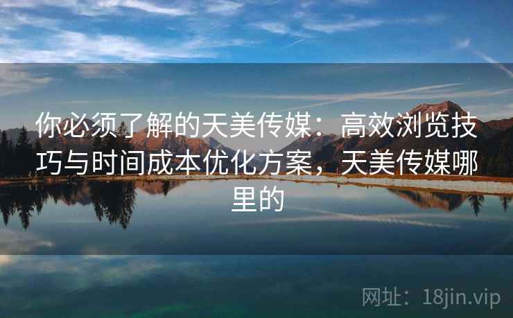 你必须了解的天美传媒：高效浏览技巧与时间成本优化方案，天美传媒哪里的