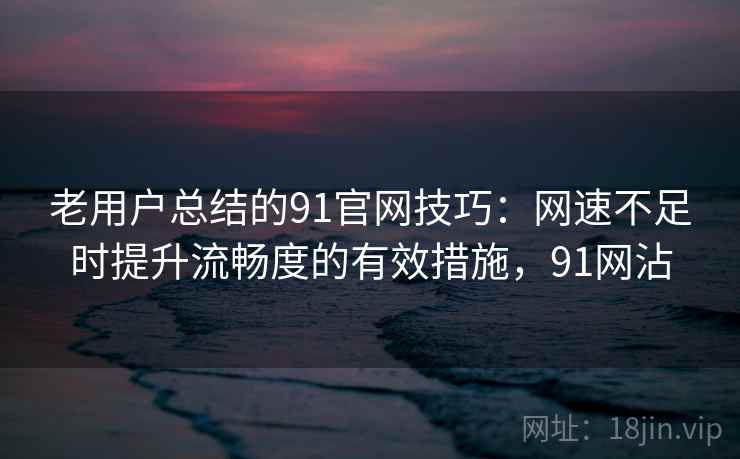 老用户总结的91官网技巧:网速不足时提升流畅度的有效措施,91网沾 老用户总结的91官网技巧:网速不足时提升流畅度的有效措施,91网沾
