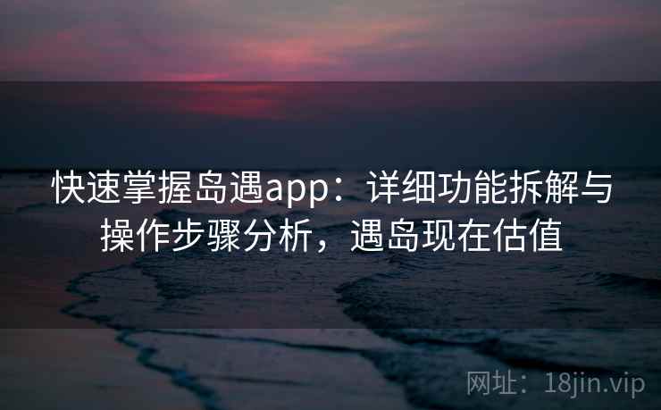 快速掌握岛遇app：详细功能拆解与操作步骤分析，遇岛现在估值