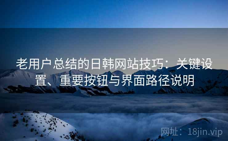 老用户总结的日韩网站技巧:关键设置、重要按钮与界面路径说明 老用户总结的日韩网站技巧:关键设置、重要按钮与界面路径说明
